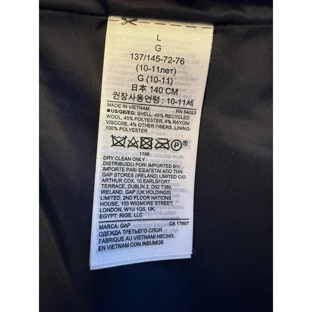 Gap Kids Plaid Pea Coat Girls Large Blue Red Wool Blend‎ Cape Jacket